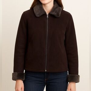 Coaco Vintage Black Fur Trim Jacket Size Small